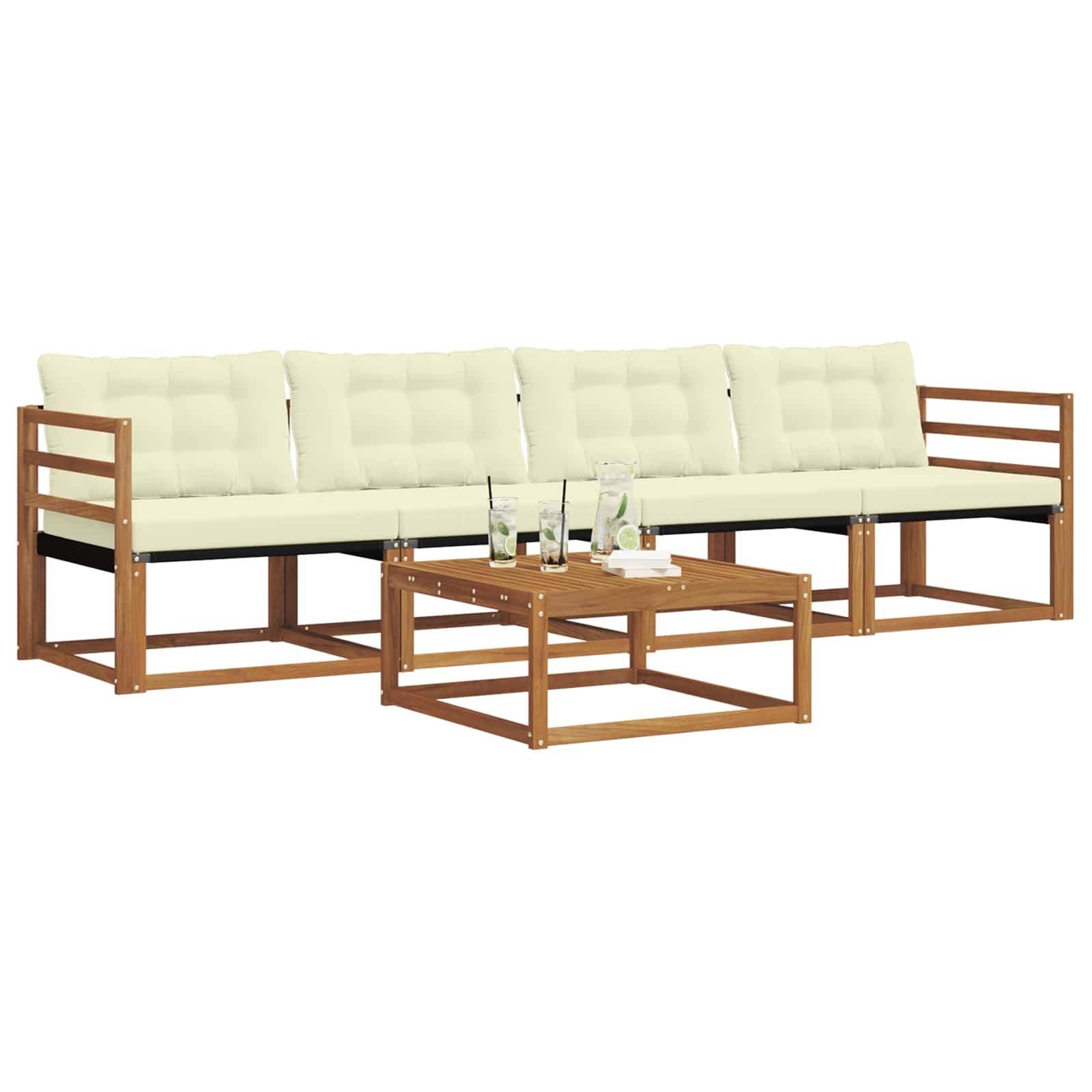 Set de canapele de exterior cu pernă 5 pcs Natural și Crem GartenMobel Dekor