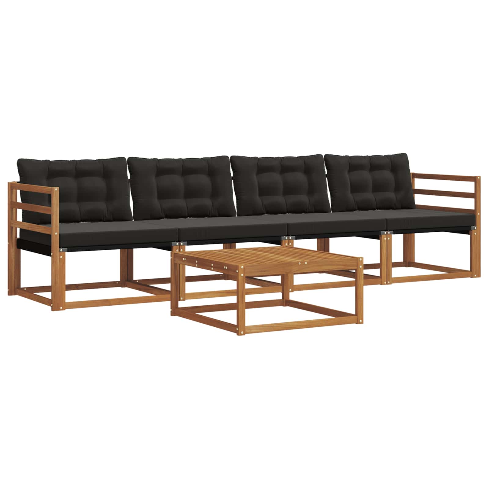 Set de canapele de exterior cu pernă 5 pcs Natural și Negru GartenMobel Dekor