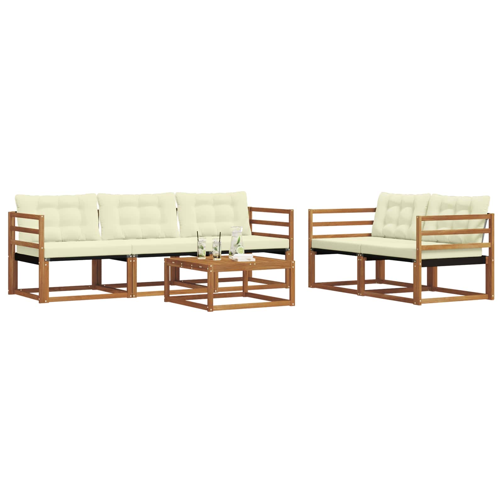 Set de canapele de exterior cu pernă 6 pcs Natural și Crem GartenMobel Dekor