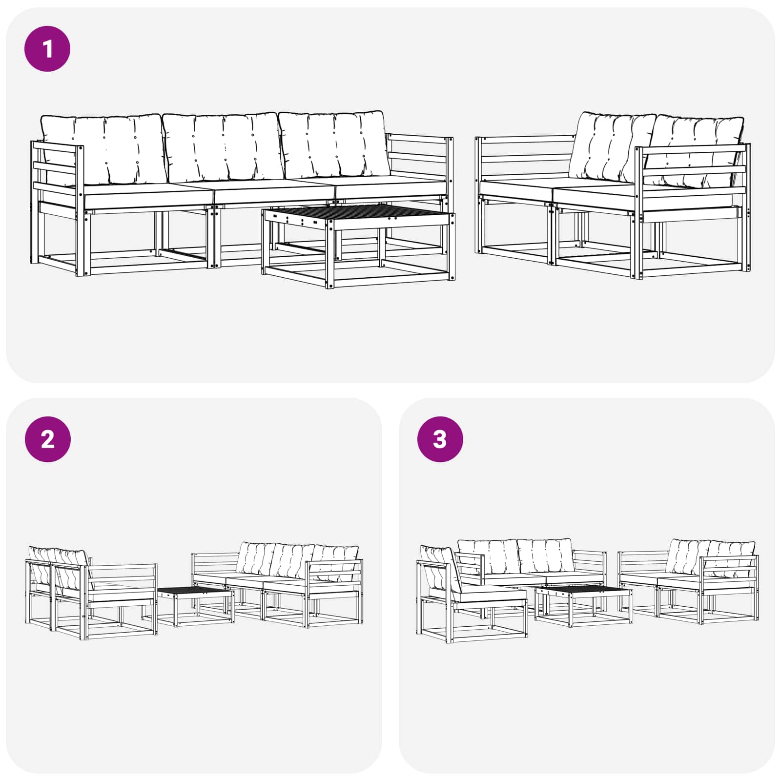 Set de canapele de exterior cu pernă 6 pcs Natural și Crem GartenMobel Dekor