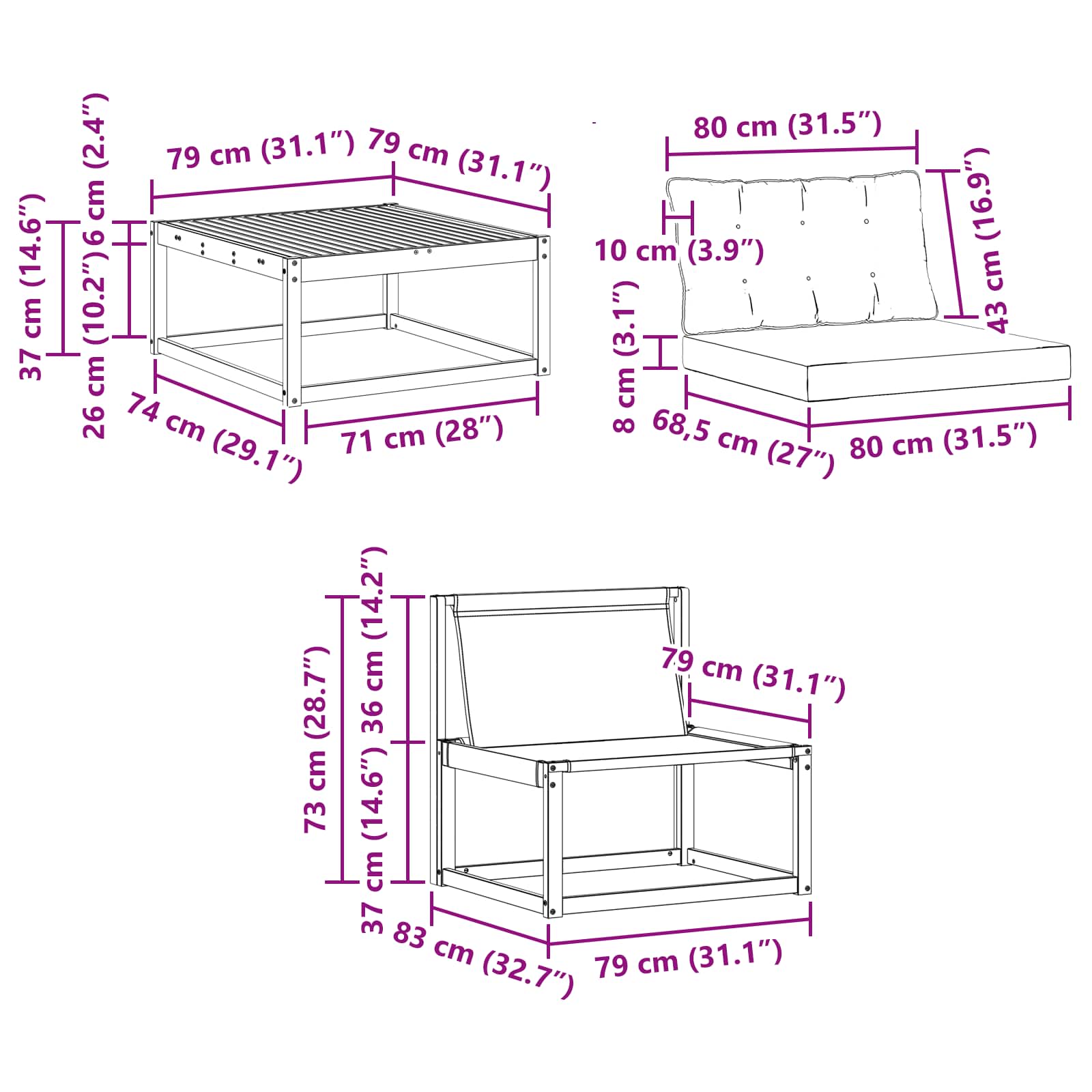 Set de canapele de exterior cu pernă 7 pcs Natural și Bej GartenMobel Dekor