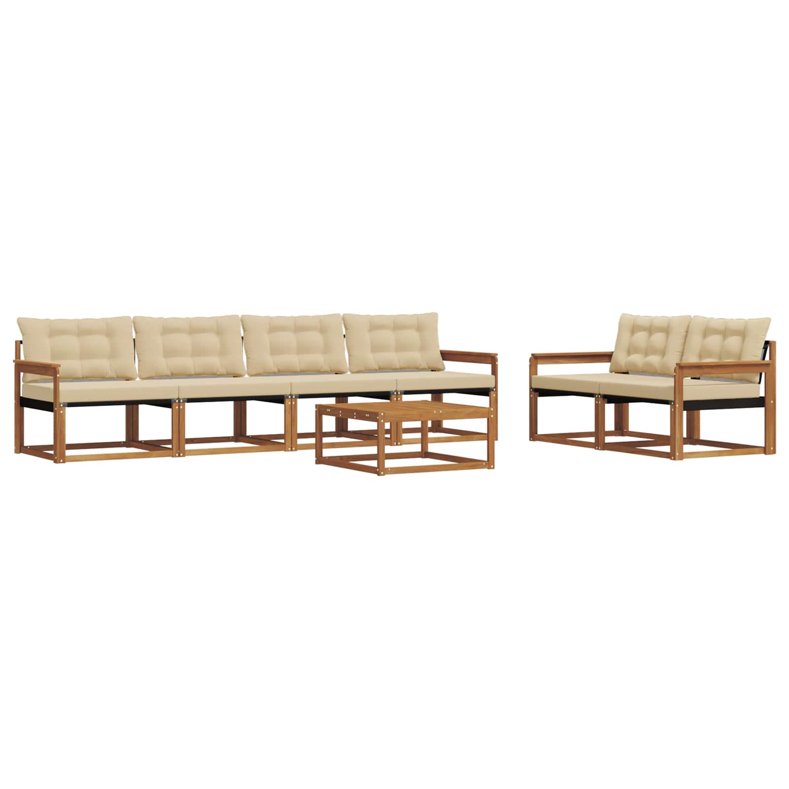 Set de canapele de exterior cu pernă 7 pcs Natural și Bej GartenMobel Dekor