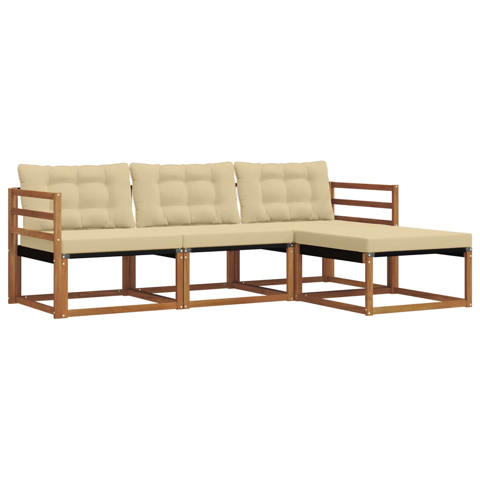 Set de canapele de exterior cu pernă 4 pcs Natural și Bej GartenMobel Dekor