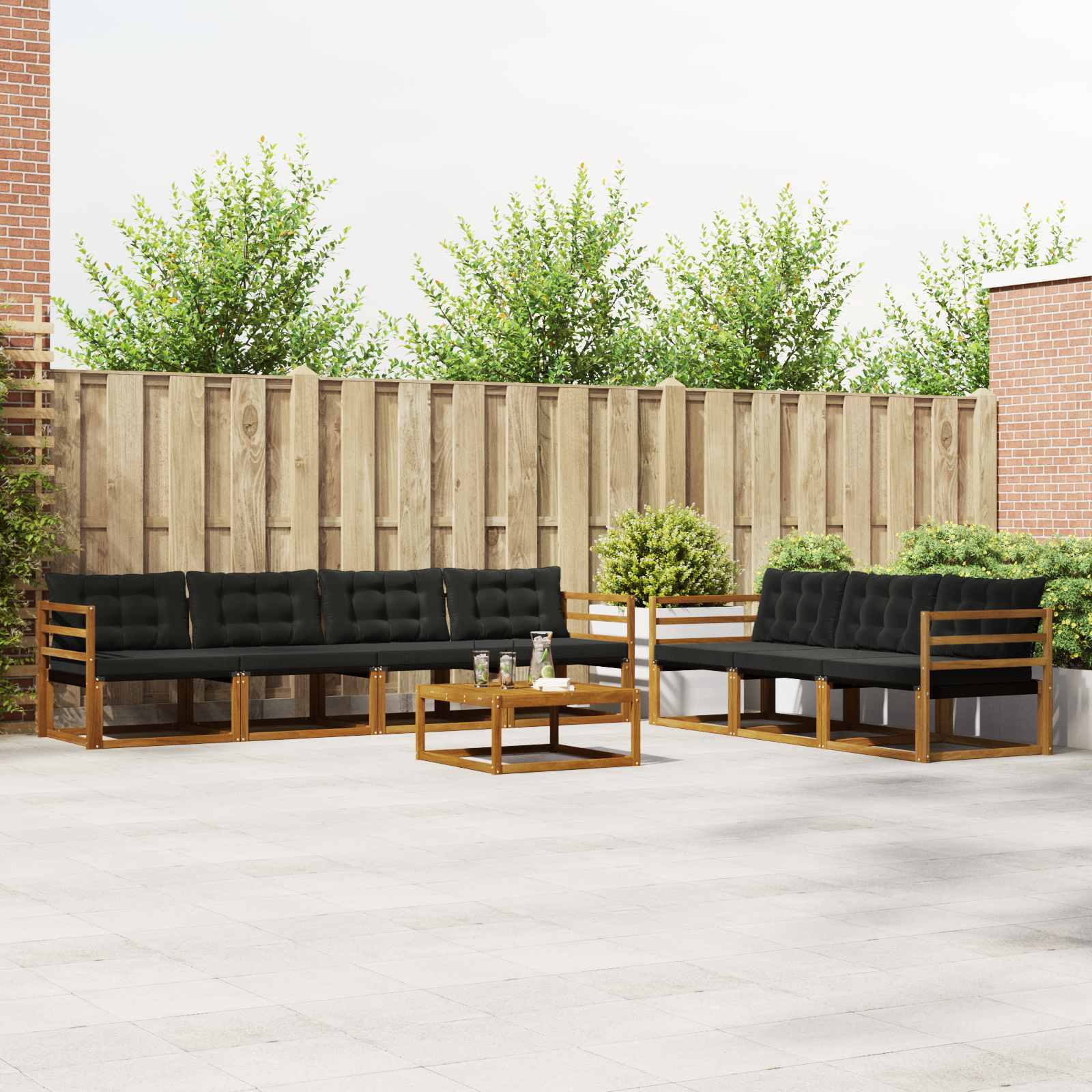 Set de canapele de exterior cu pernă 8 pcs Natural și Negru GartenMobel Dekor