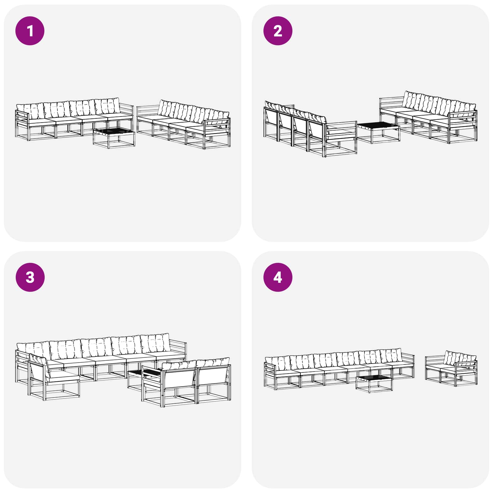 Set de canapele de exterior cu pernă 9 pcs Natural și Crem GartenMobel Dekor