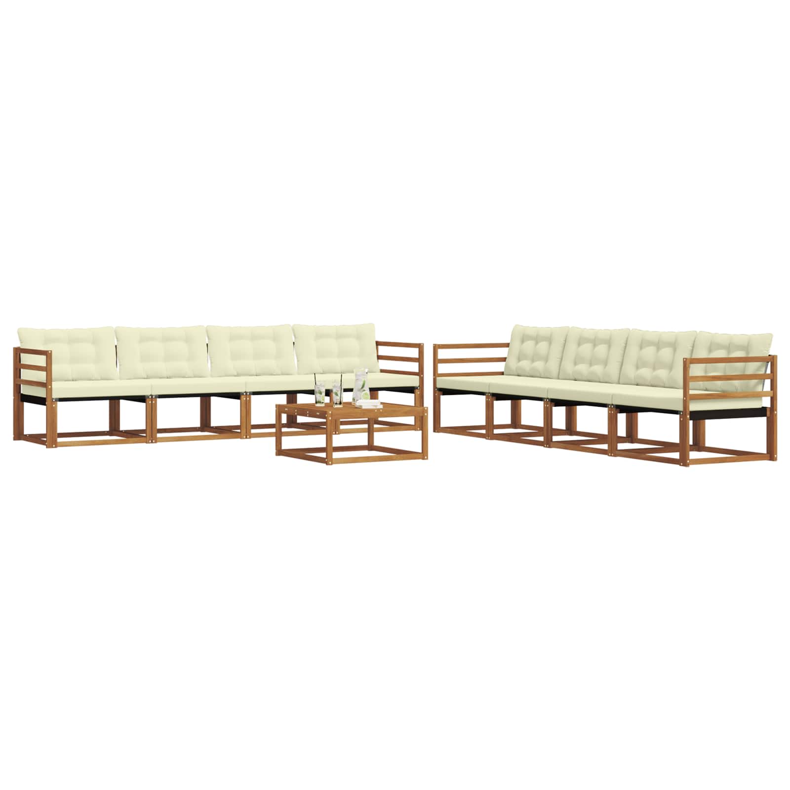 Set de canapele de exterior cu pernă 9 pcs Natural și Crem GartenMobel Dekor