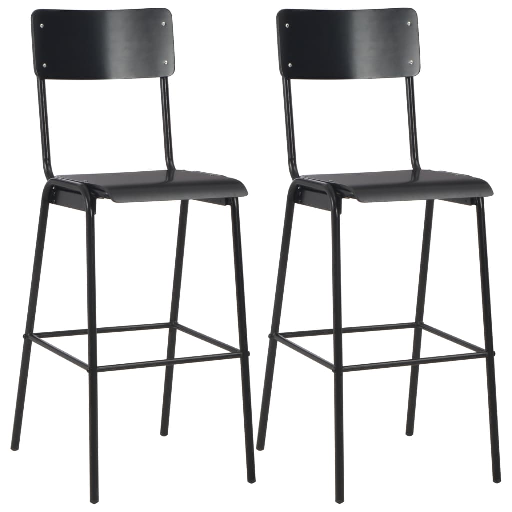 Set mobilier de bar, 3 piese, negru, oțel GartenMobel Dekor