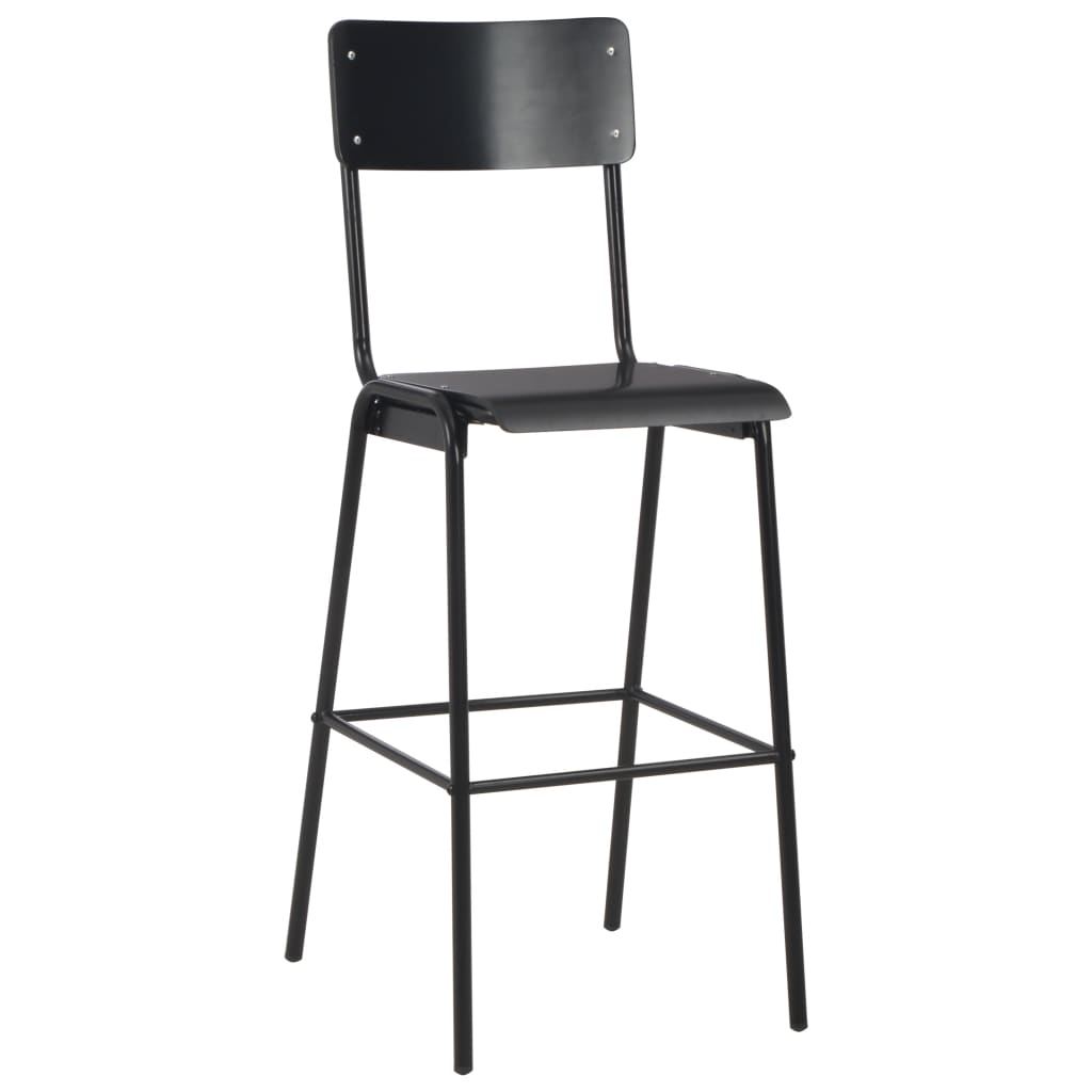 Set mobilier de bar, 3 piese, negru, oțel GartenMobel Dekor