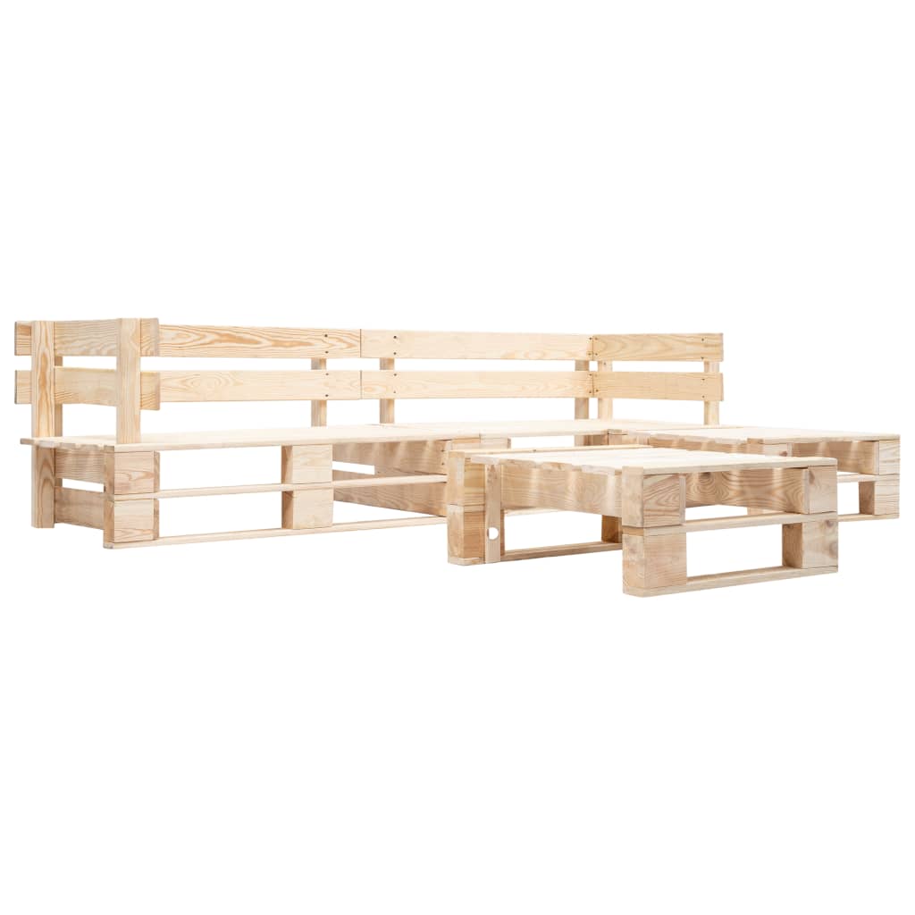 Set mobilier de grădină din paleți, 4 piese, natural, lemn GartenMobel Dekor