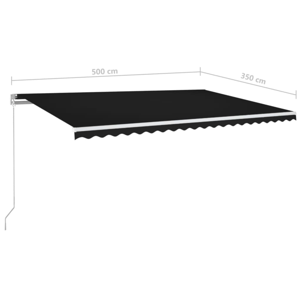 Copertină retractabilă manual cu LED, antracit, 500x350 cm GartenMobel Dekor