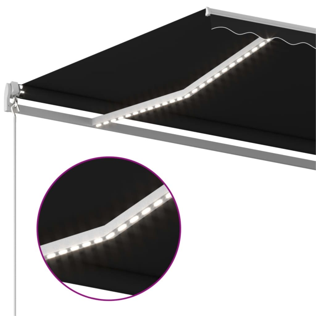 Copertină retractabilă manual cu LED, antracit, 500x350 cm GartenMobel Dekor