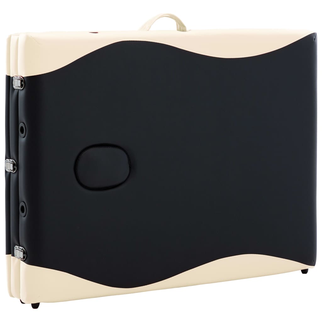 Masă pliabilă de masaj, 3 zone, negru și bej, lemn GartenMobel Dekor