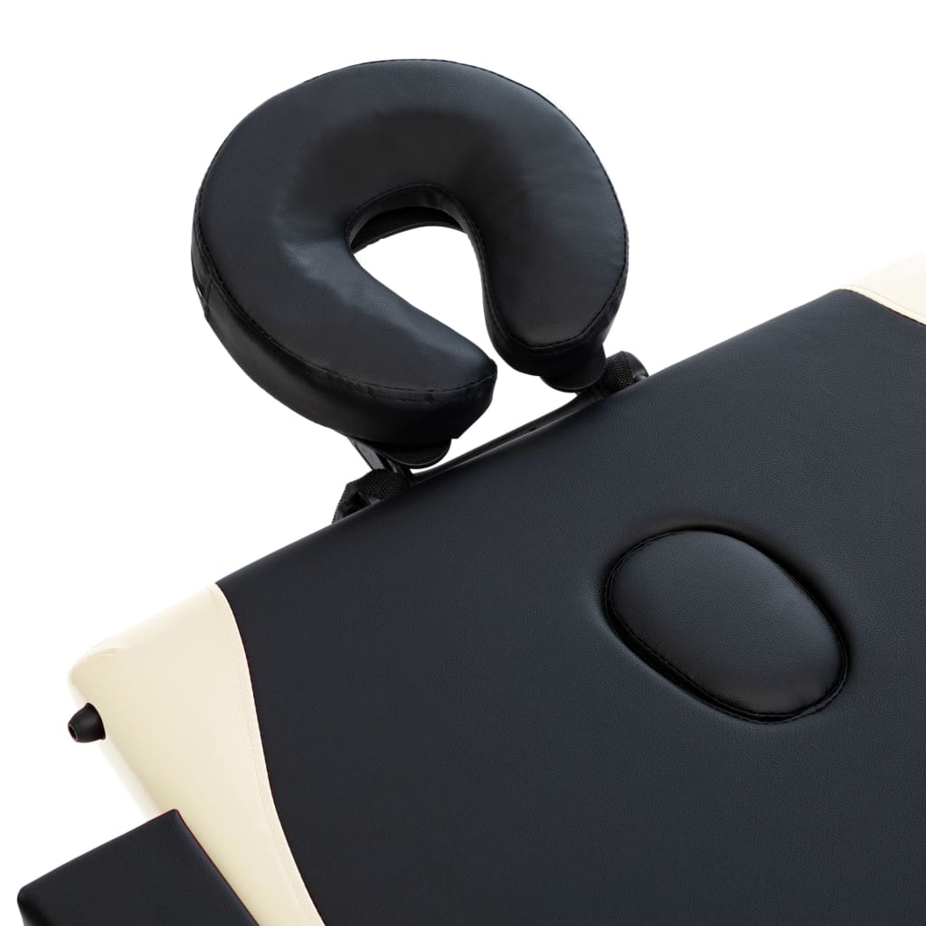 Masă pliabilă de masaj, 3 zone, negru și bej, lemn GartenMobel Dekor