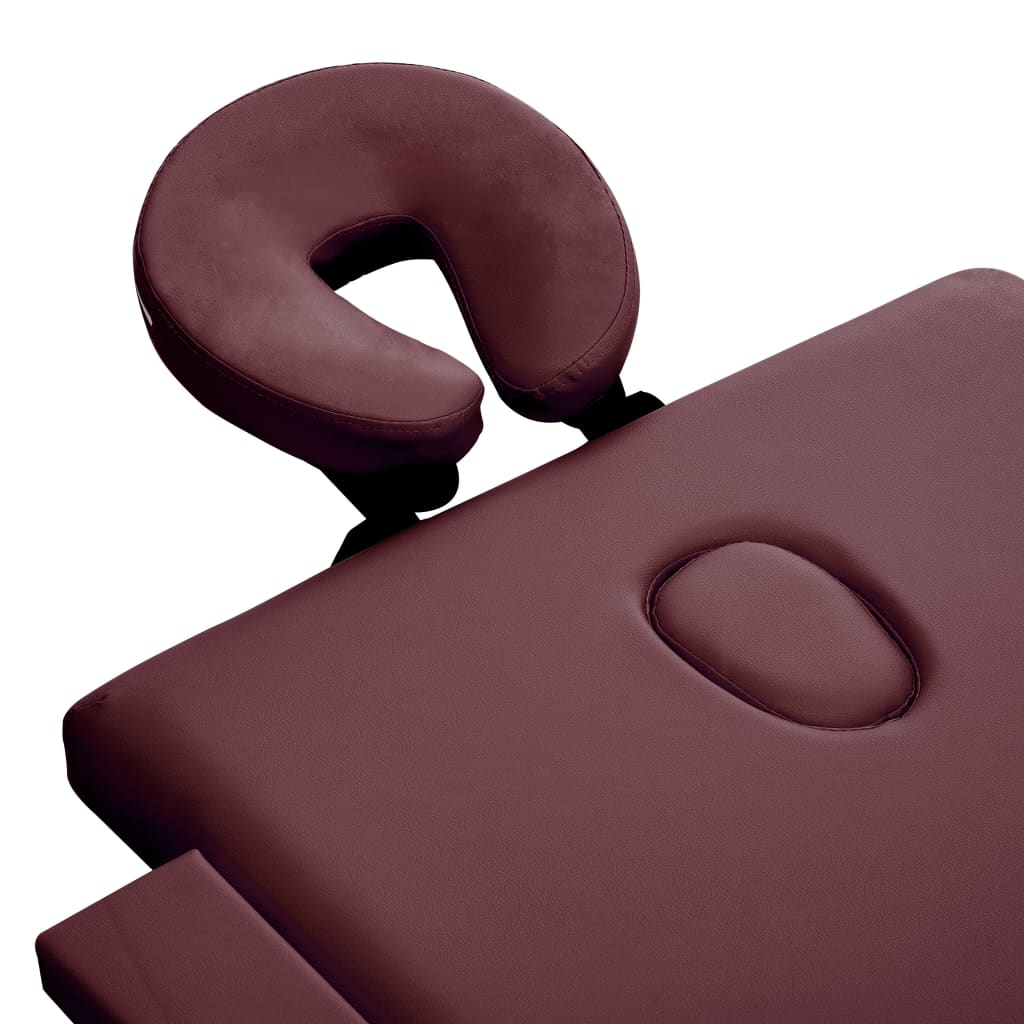 Masă de masaj pliabilă, 2 zone, violet vin, aluminiu GartenMobel Dekor