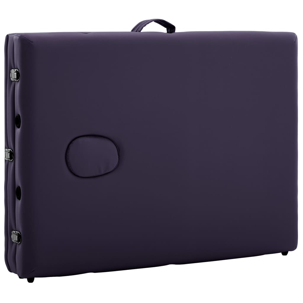 Masă de masaj pliabilă, 3 zone, violet, aluminiu GartenMobel Dekor