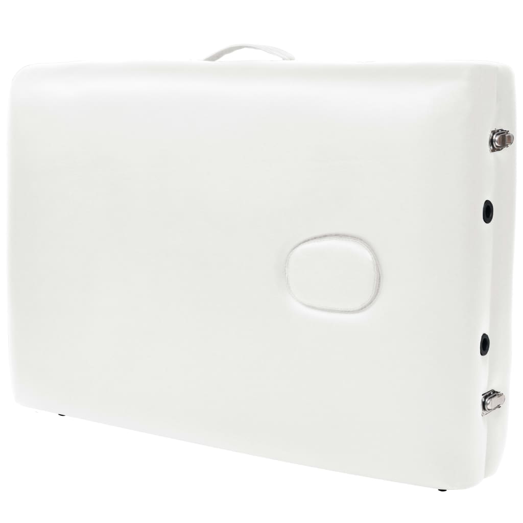 Masă de masaj pliabilă cu 2 zone, 10 cm grosime, alb GartenMobel Dekor