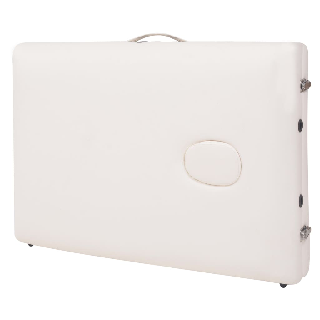 Masă de masaj pliabilă cu 3 zone, 10 cm grosime, alb GartenMobel Dekor