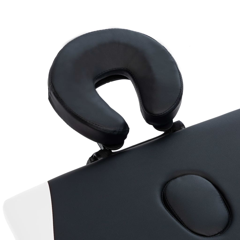 Masă pliabilă de masaj, 2 zone, negru și alb, aluminiu GartenMobel Dekor