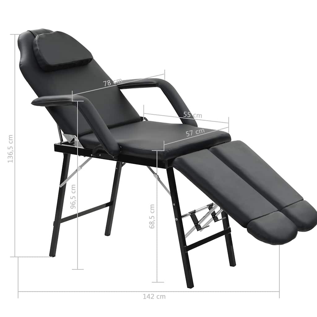 Scaun tratament facial, piele artificială, 185x78x76 cm, negru GartenMobel Dekor