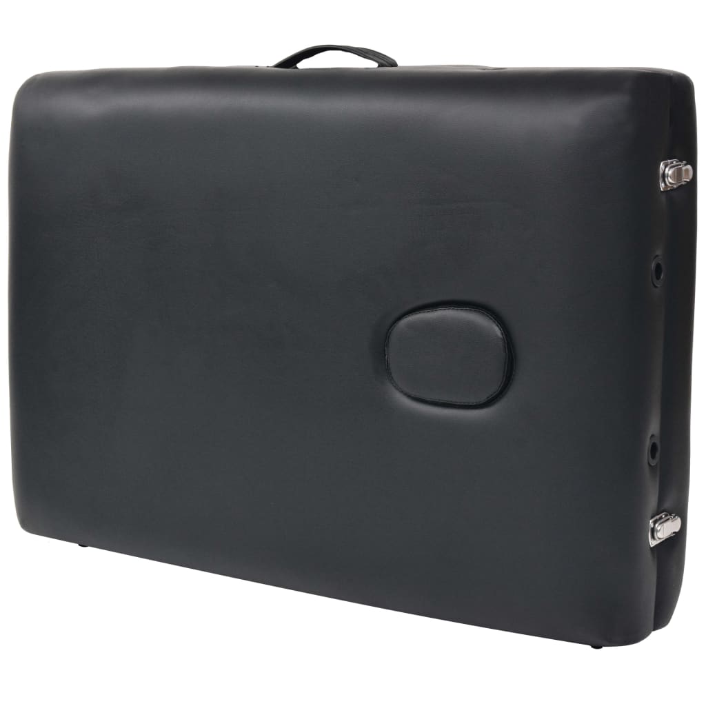 Set taburet și masă masaj pliabile 2 zone, 10 cm grosime, negru GartenMobel Dekor