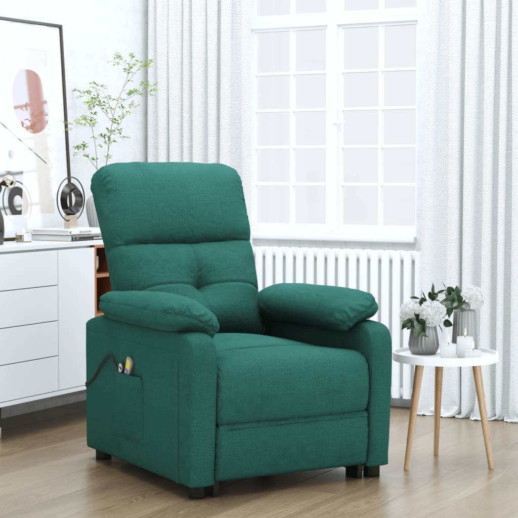 Fotoliu de masaj electric, verde închis, material textil GartenMobel Dekor