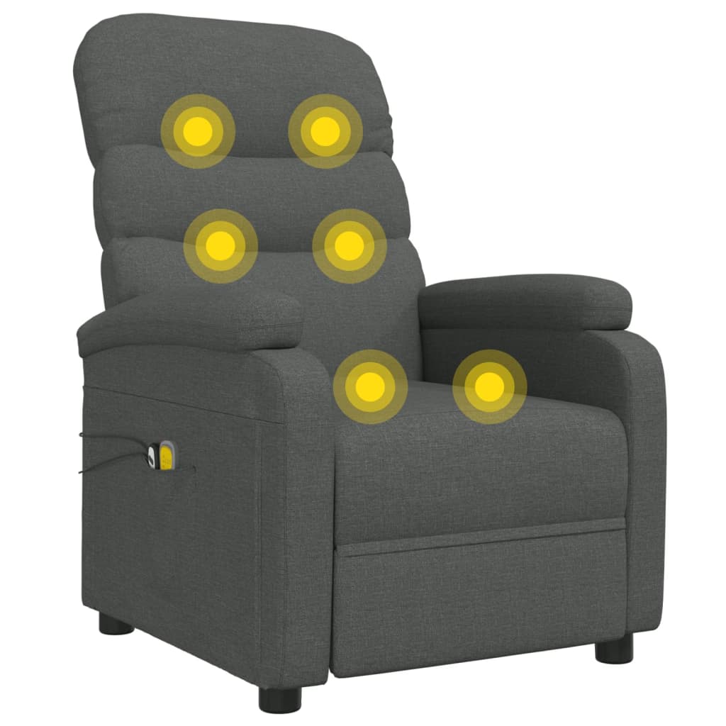 Fotoliu de masaj electric rabatabil, gri închis, textil GartenMobel Dekor