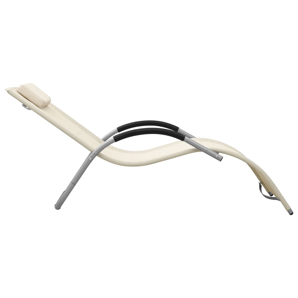 Șezlong din textilenă, crem și gri GartenMobel Dekor