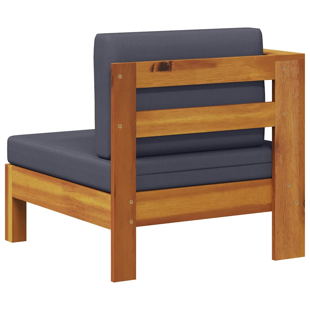 Canapea de mijloc cu 1 cotieră, gri închis, lemn masiv acacia GartenMobel Dekor