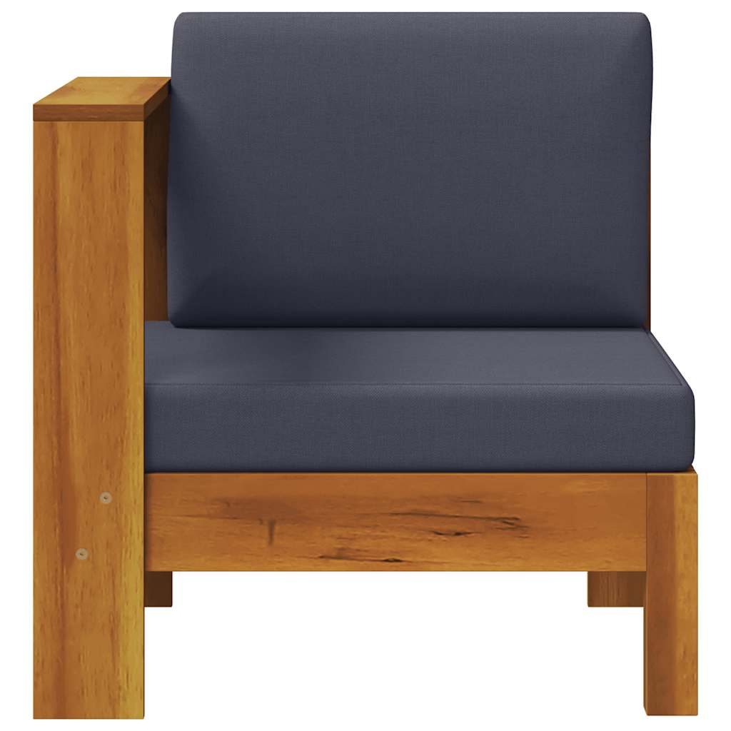 Canapea de mijloc cu 1 cotieră, gri închis, lemn masiv acacia GartenMobel Dekor