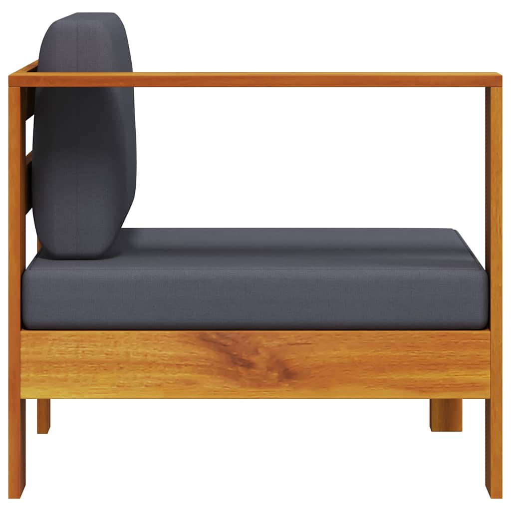 Canapea de mijloc cu 1 cotieră, gri închis, lemn masiv acacia GartenMobel Dekor