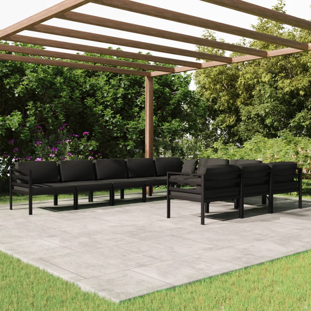 Set mobilier de grădină cu perne, 10 piese, antracit, aluminiu GartenMobel Dekor