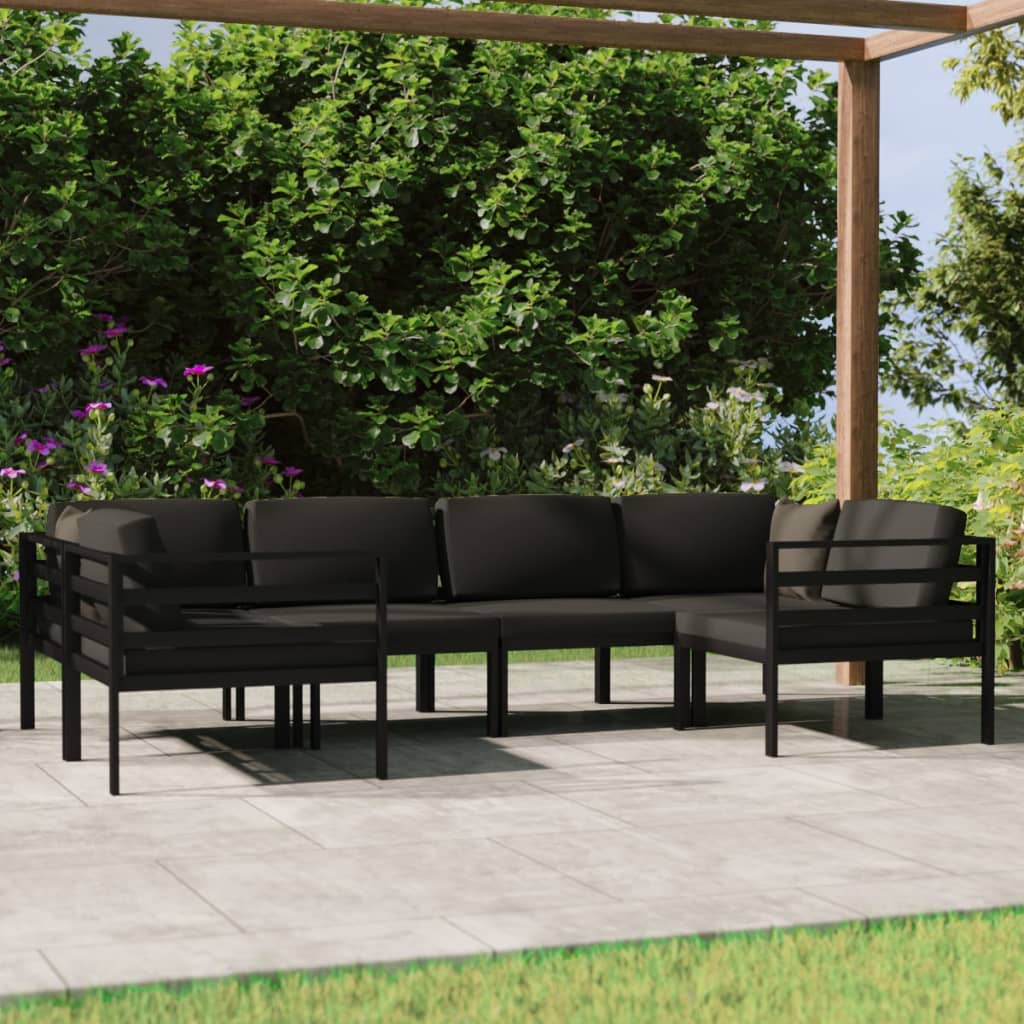 Set mobilier de grădină cu perne, 6 piese, antracit, aluminiu GartenMobel Dekor
