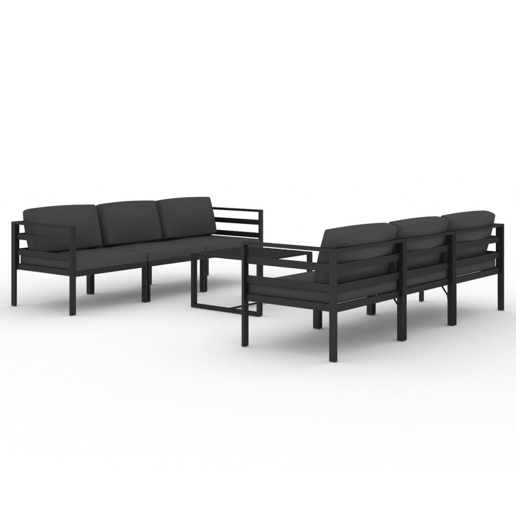 Set mobilier de grădină cu perne, 7 piese, antracit, aluminiu GartenMobel Dekor