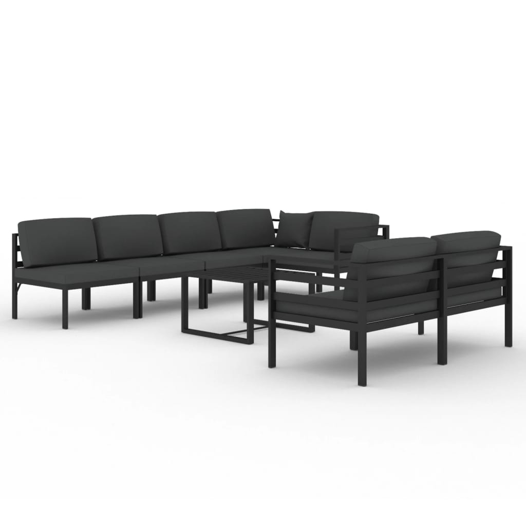 Set mobilier de grădină cu perne, 8 piese, antracit, aluminiu GartenMobel Dekor