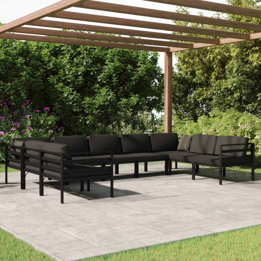 Set mobilier de grădină cu perne, 9 piese, antracit, aluminiu GartenMobel Dekor