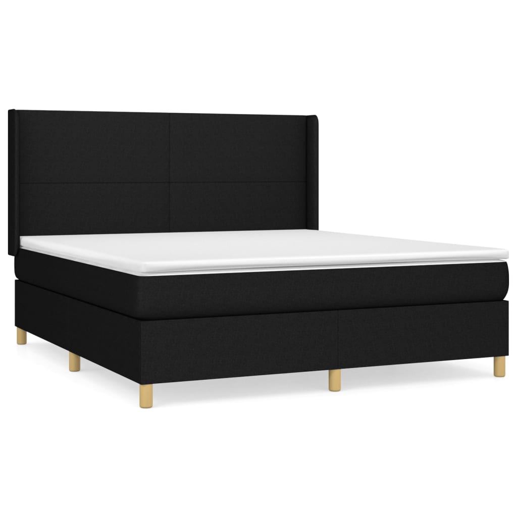 Pat box spring cu saltea, negru, 180x200 cm, catifea GartenMobel Dekor