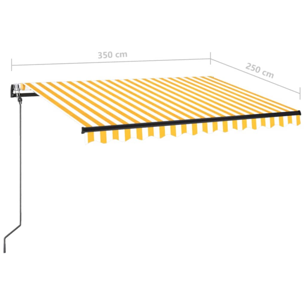 Copertină automată cu senzor vânt&LED, galben/alb, 350x250 cm GartenMobel Dekor