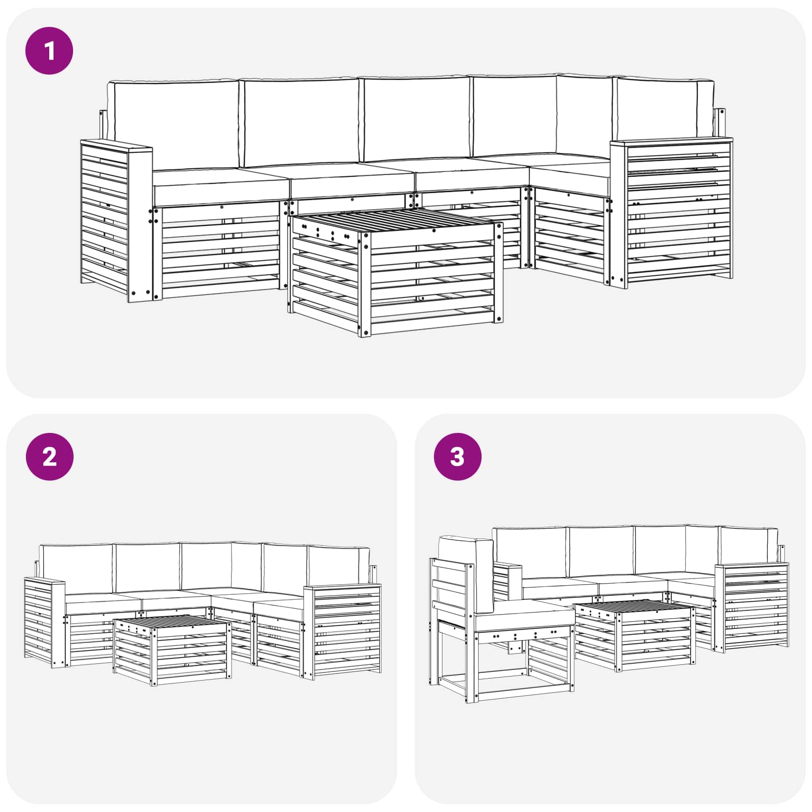 Seturi de canapele 6 pcs Natural și Crem Lemn Solid de Acacia GartenMobel Dekor