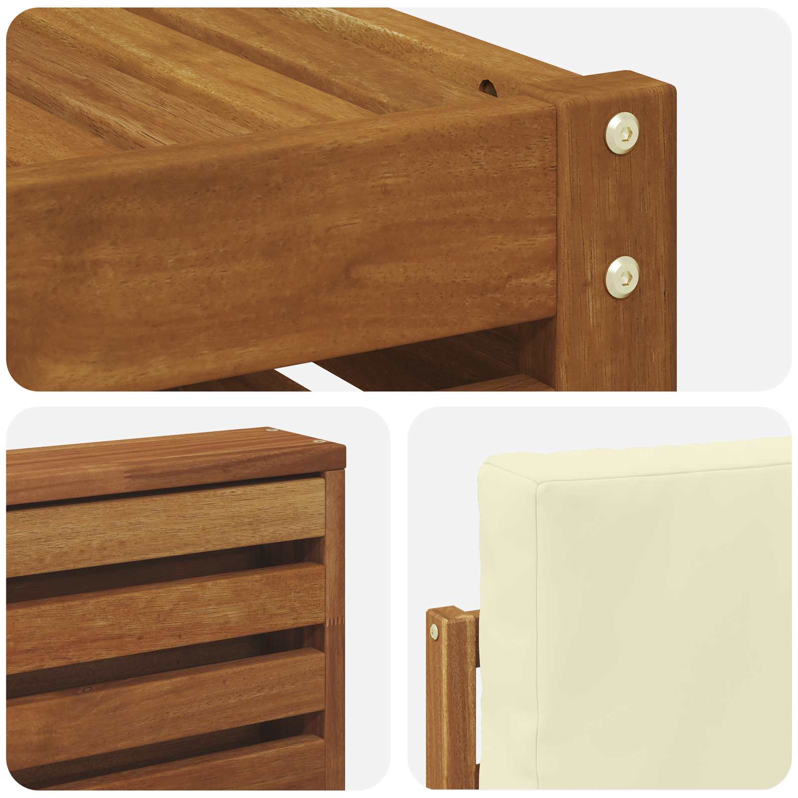 Seturi de canapele 6 pcs Natural și Crem Lemn Solid de Acacia GartenMobel Dekor