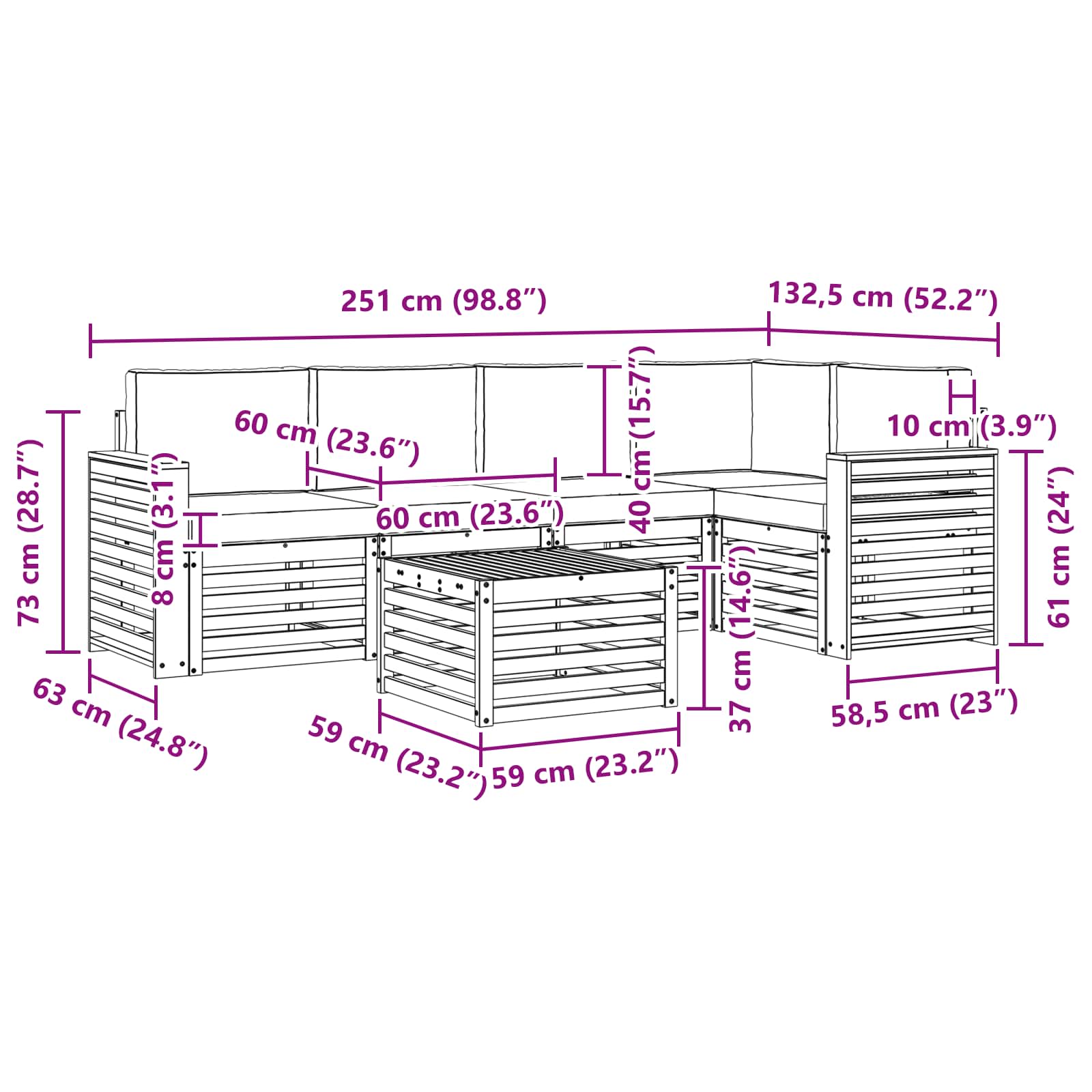 Seturi de canapele 6 pcs Natural și Crem Lemn Solid de Acacia GartenMobel Dekor