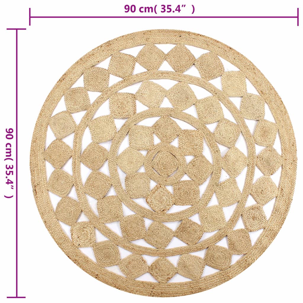 Covor manual din iută împletită, 90 cm GartenMobel Dekor