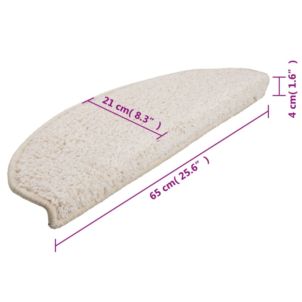 Covorașe pentru scări, 15 buc., 65x21x4 cm, alb, semirotunde, mari GartenMobel Dekor