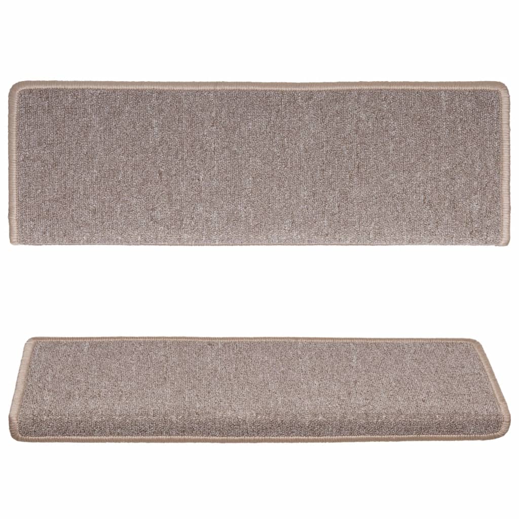 Covorașe pentru scări, 15 buc., 65x21x4 cm, maro deschis, cu margini dreptunghiulare GartenMobel Dekor