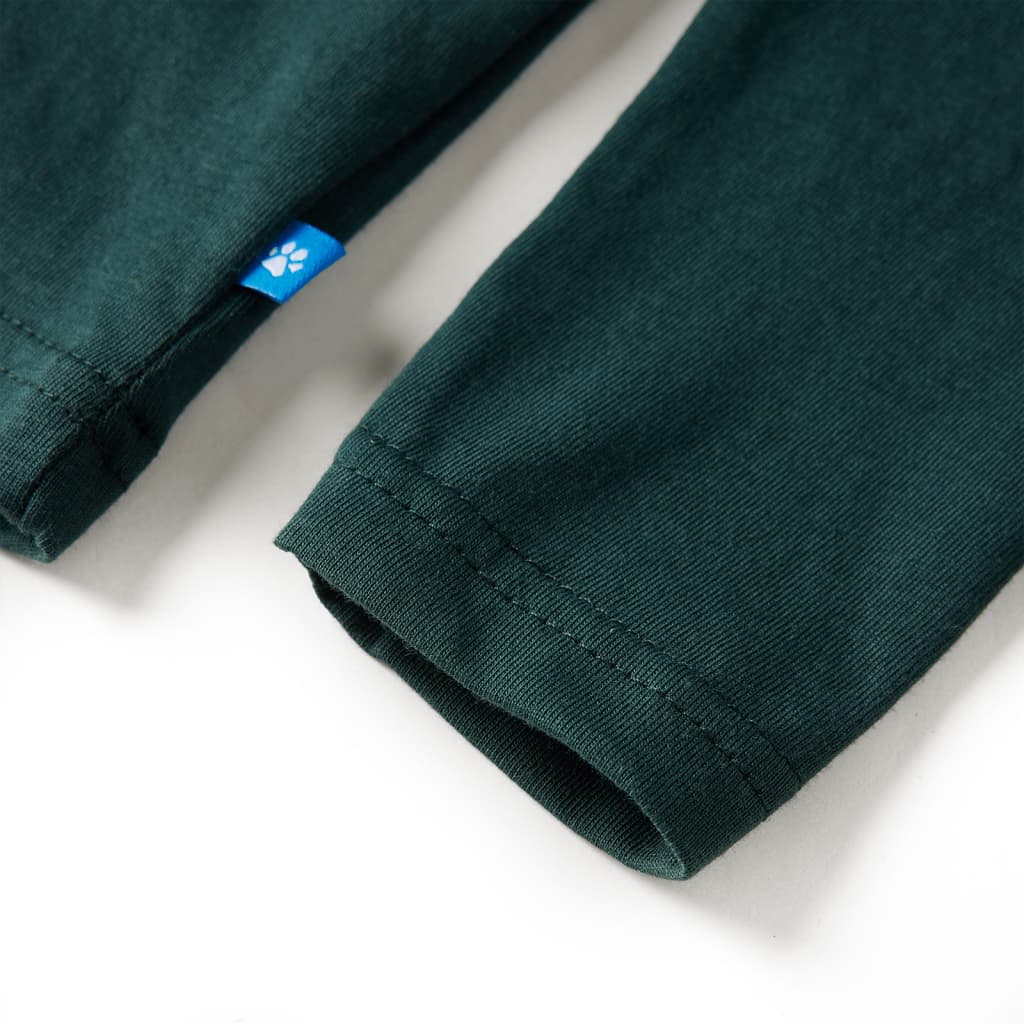 Tricou de copii cu mâneci lungi verde închis 104 GartenMobel Dekor