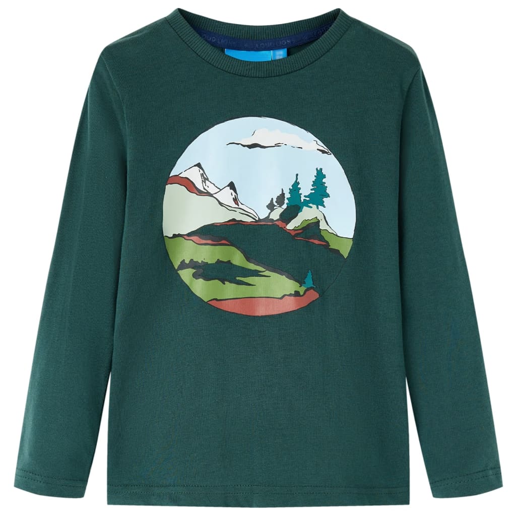 Tricou de copii cu mâneci lungi verde închis 116 GartenMobel Dekor
