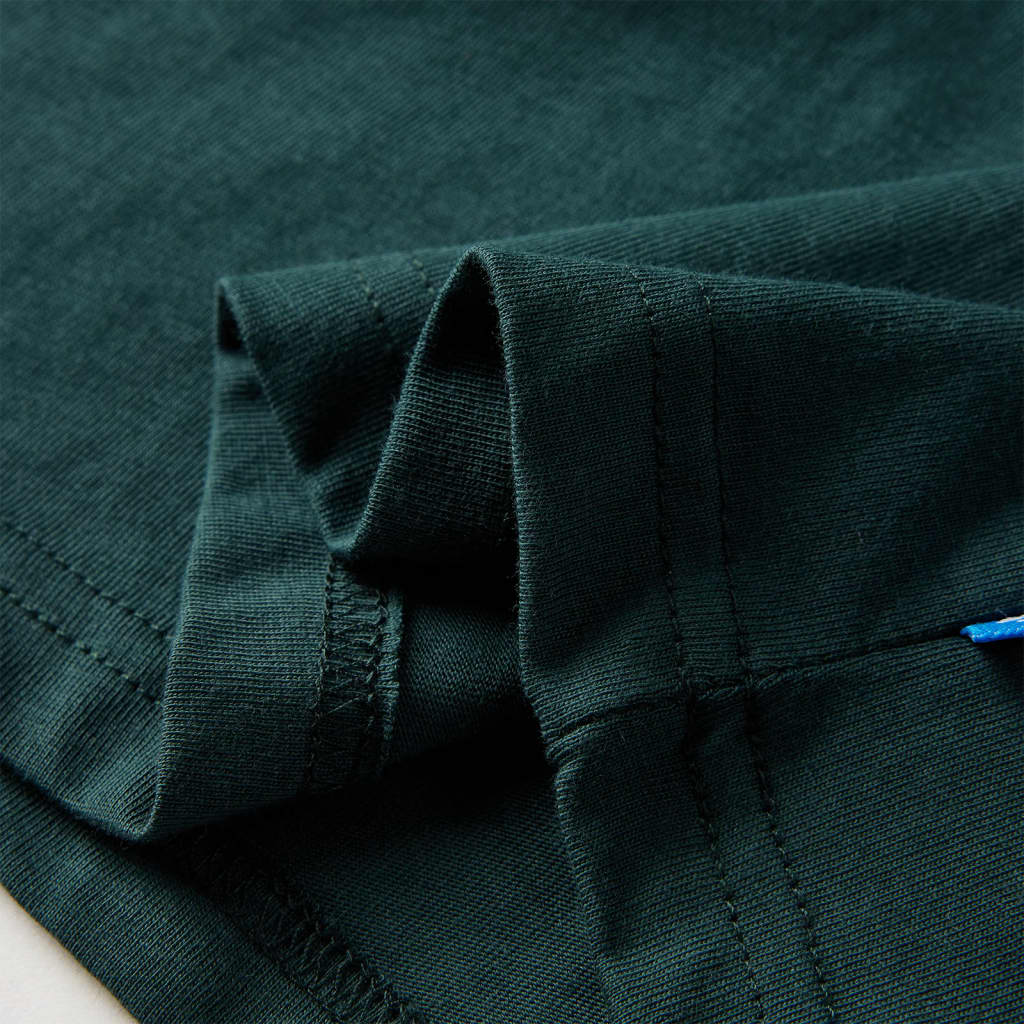 Tricou de copii cu mâneci lungi verde închis 128 GartenMobel Dekor