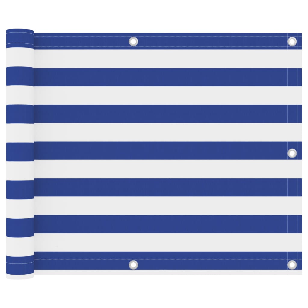 Paravan de balcon, alb și albastru, 75 x 500 cm țesătură oxford GartenMobel Dekor