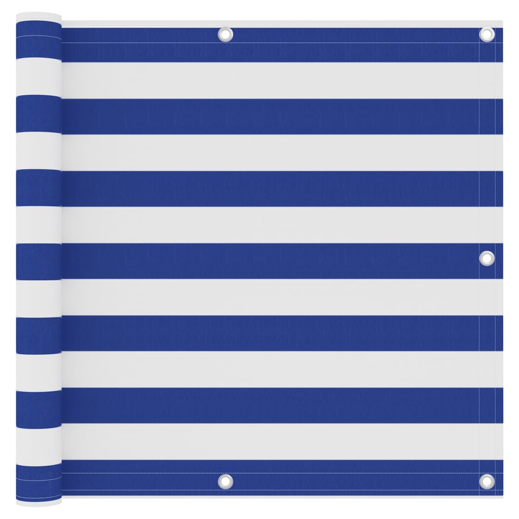 Paravan de balcon, alb și albastru, 90x600 cm, țesătură oxford GartenMobel Dekor