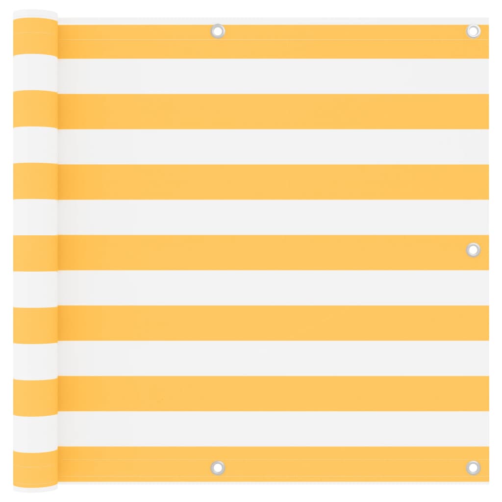 Paravan de balcon, alb și galben, 90 x 400 cm, țesătură oxford GartenMobel Dekor