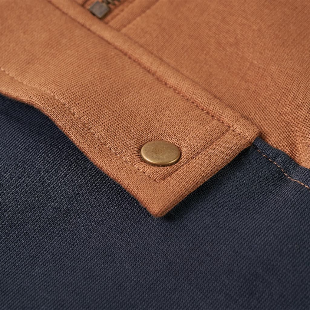 Bluzon cu glugă de copii, jumătate de fermoar, antracit și coniac, 104 GartenMobel Dekor